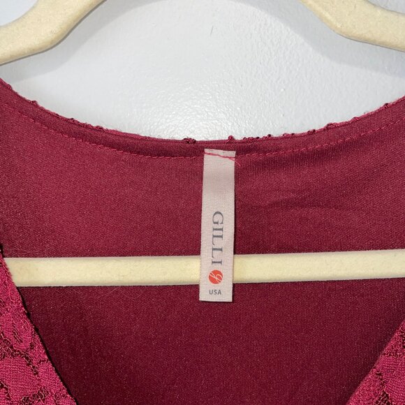 Modcloth Gilli Womens Burgundy Lace V-Neck Short Sleeve Dress Large - Picture 4 of 8